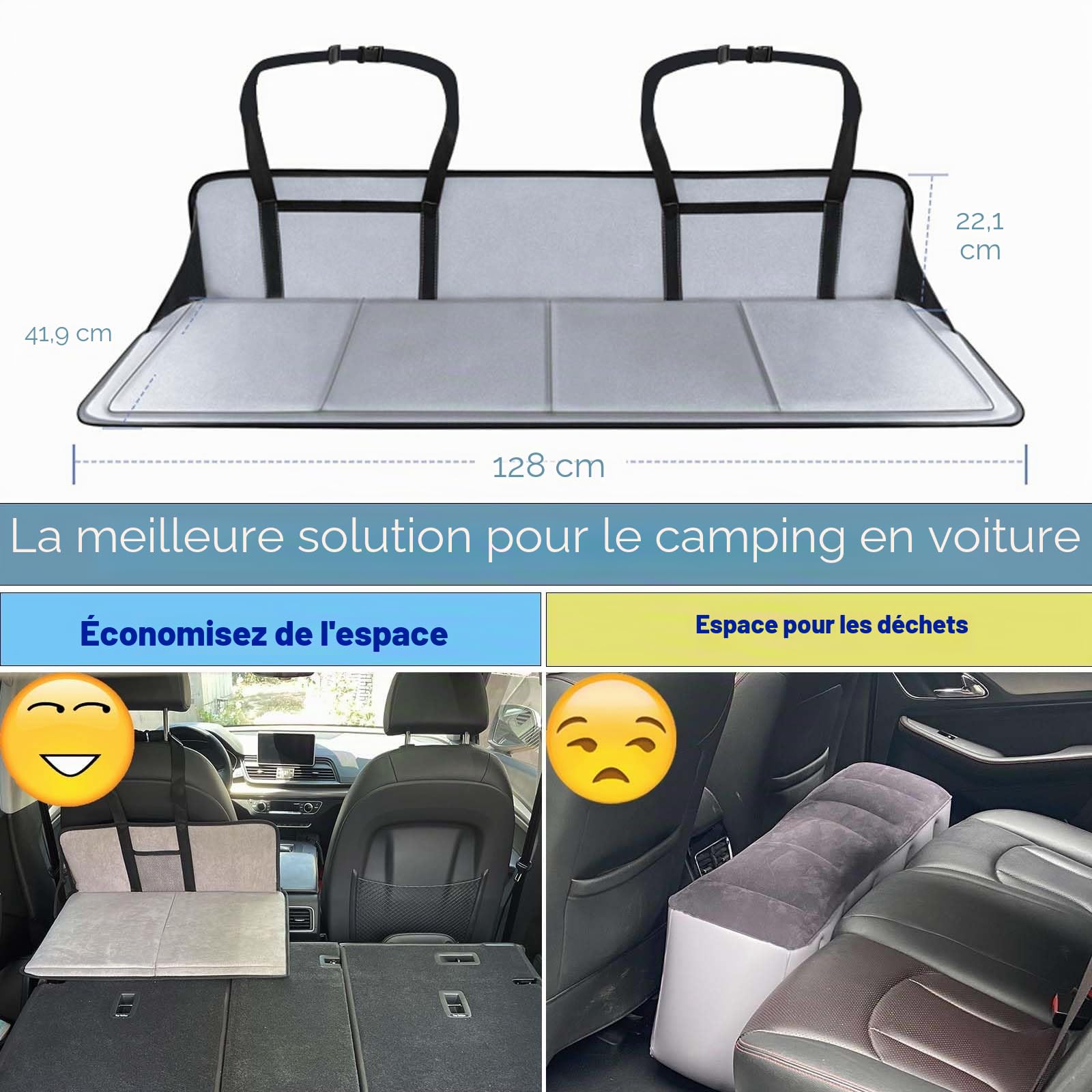 Plaque d'extension de matelas pour siège arrière, augmente l'espace de voyage dans le coffre et le camping dans le lit de voiture, accessoires pour SUV avec coffre
