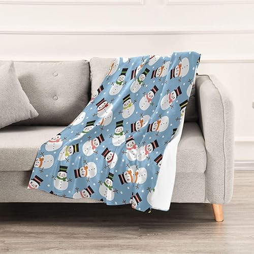 Miniatura 5 de KLL Snowman Christmas White Blankets & Throws Winter Blankets & Throws Lightweight Warm Throws 60x90 Inches for Car, Home Decor, Picnic