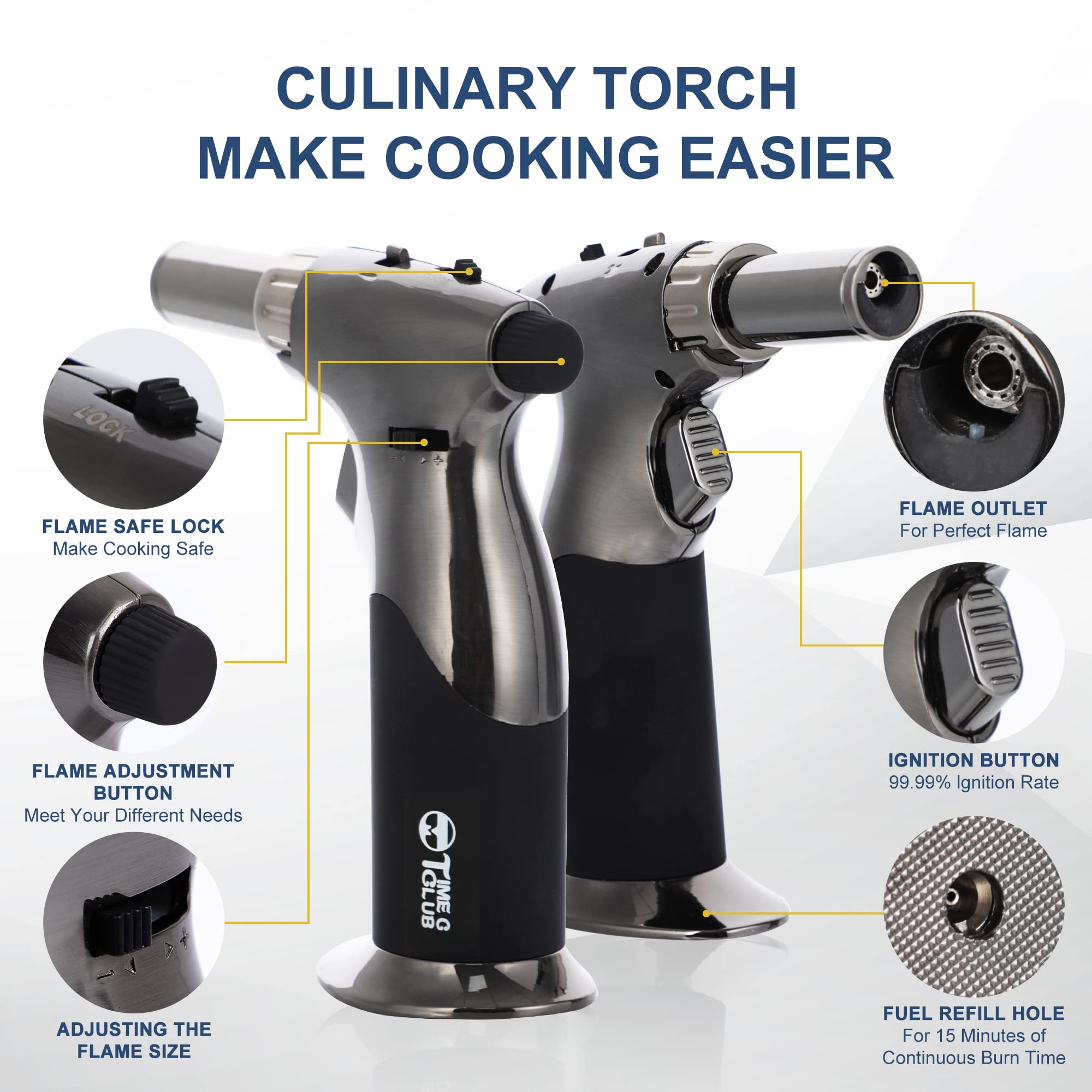 Image secondaire de Chalumeau à Butane Réglable avec Double Flamme - Idéal pour Cuisine et Barbecue