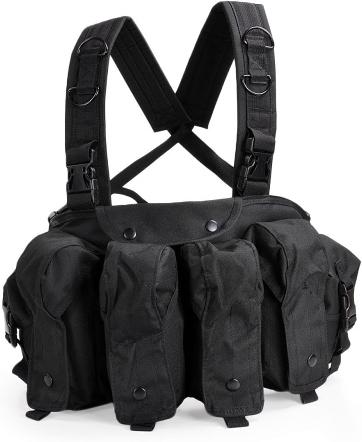 7 Pockets Tactical Chest Rig Vest Adjustable Chest Rigs Tactical with Mag Pouch X Harness for Men Women