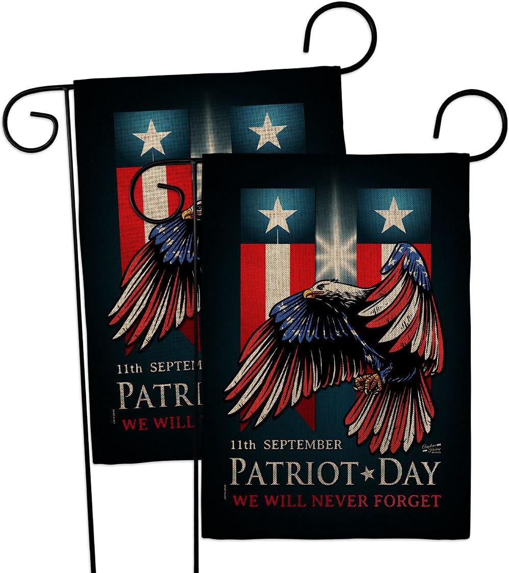 Patriot Day 911 Burlap Garden Flags Pack Patriotic World Planet Peace Environment Awareness United State American USA Applique Small Decorative Gift Yard House Banner Double-Sided US Made 13 X 18.5