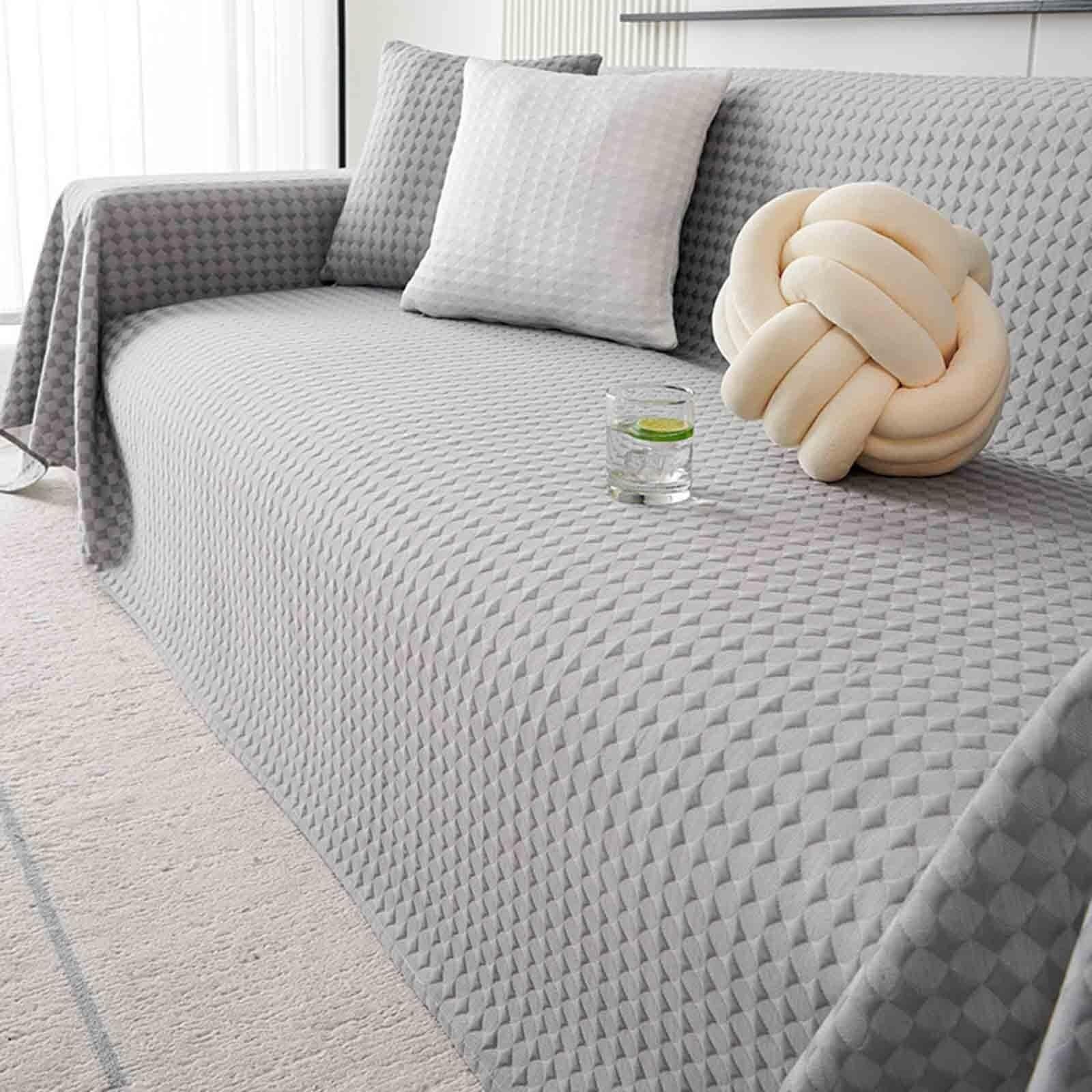 Plaid de canapé en coton tricoté avec pompons Konsilsa 180x180cm