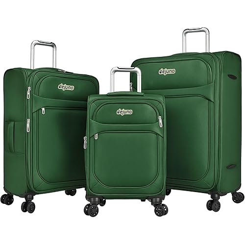 World Traveler Dejuno Cirrus 3-Piece Lightweight Expandable Spinner Luggage Set - Green