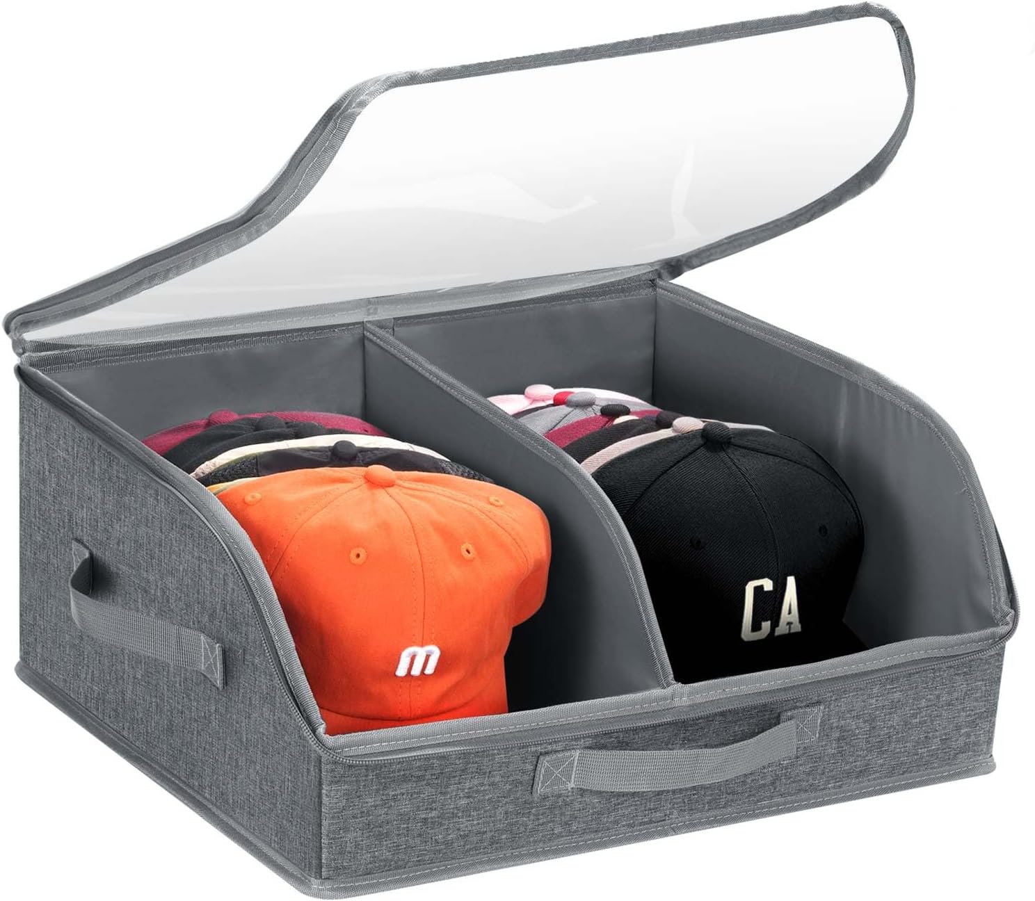 Hat Organizer for Baseball Caps, Wide Hat Storage Box for Closet, Dark Gray
