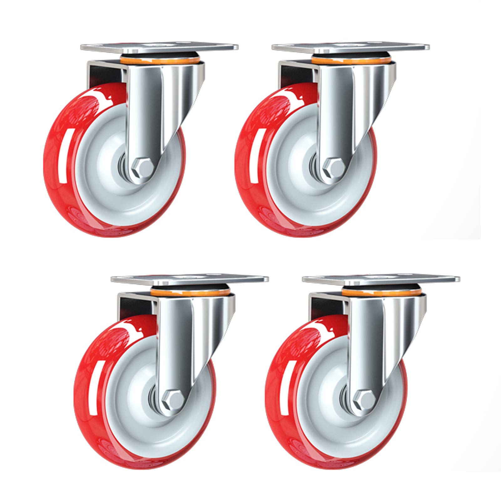 VNVFJKLO caster, PU Swivel Casters With Screws For Workbench Trolley Cabinet 180kg 4-Pack Multiple Sizes(Universal,125mm/5inch)