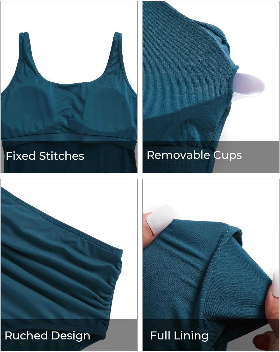 Women Two Piece Tankini Swimsuits - Crop Swim Top with High Waisted Bottom Tummy Control Bathing Suits Swimwear - Image 4