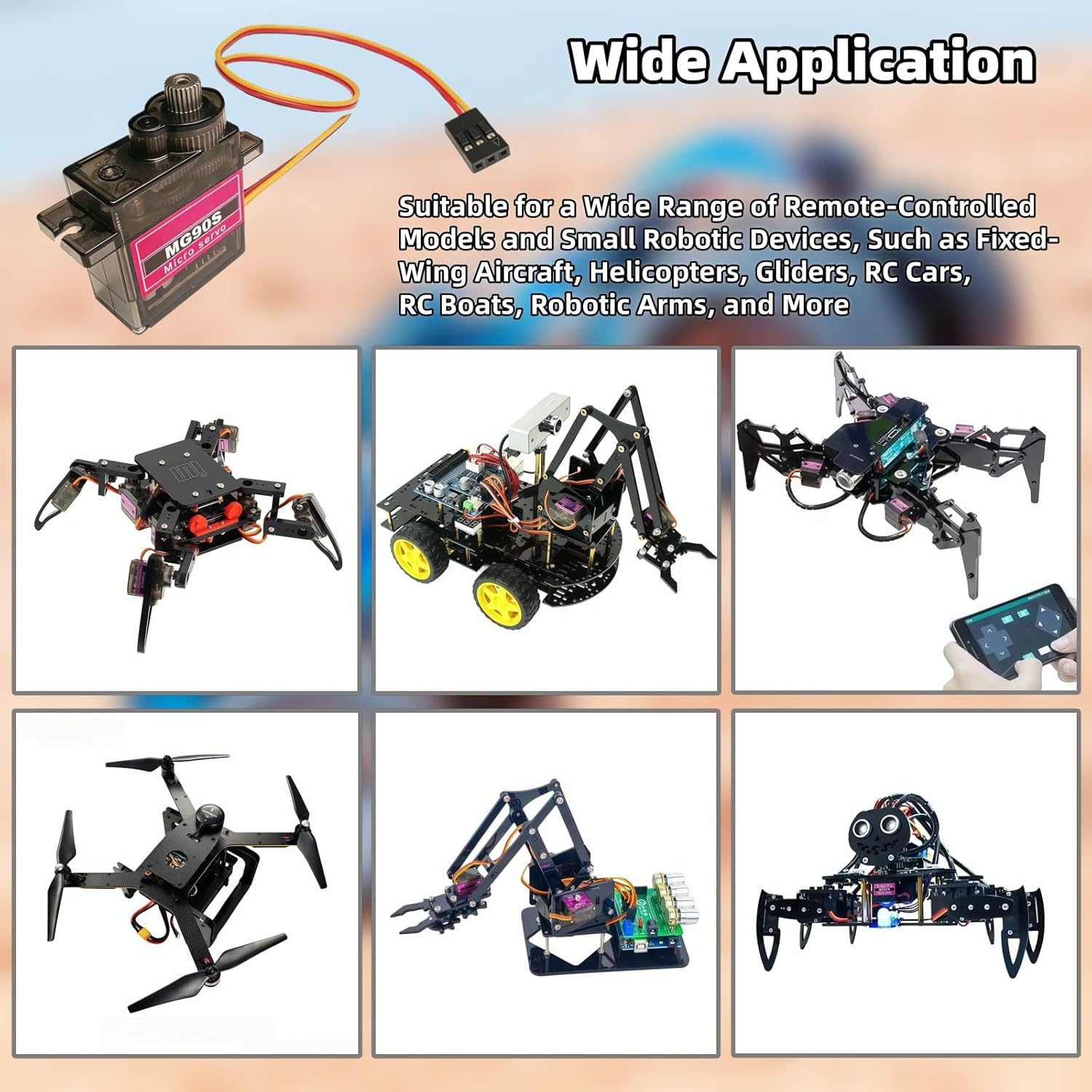 2 PCS MG90S 9G Micro Servo Motor Metal Gear Kit, Mini Servos for RC Robot Car Boat Helicopter Airplane Plane, Arduino Project Servo Motors for Control