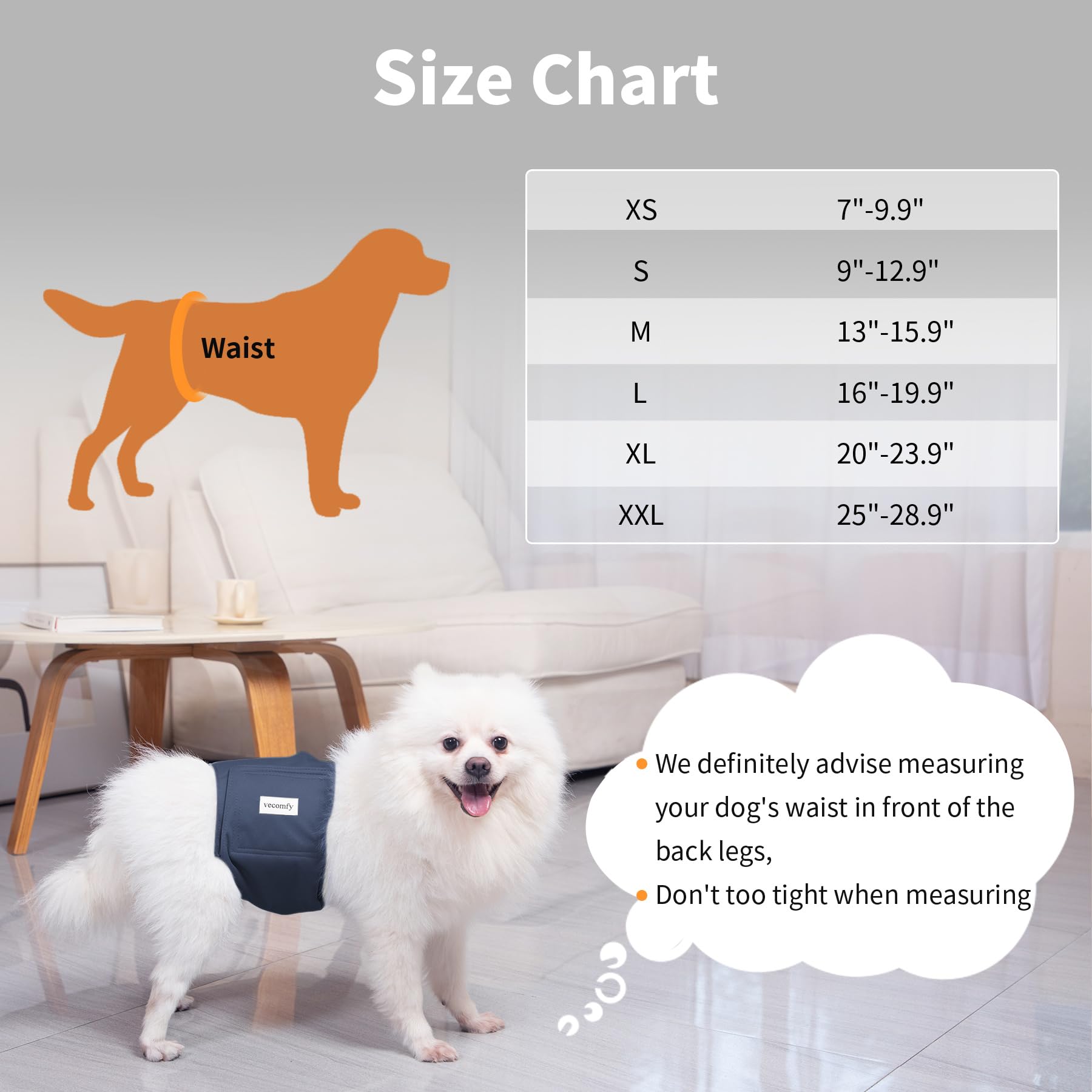 Vecomfy Bauchbänder für männliche Hunde (5er-Pack), hochwertig, waschbar, wiederverwendbar, extra groß, auslaufsicher, Größe XXL