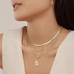 KissYan Gold Layered Necklace Set for Womens, 14K Gold Plated Initial Letter Pendant Necklace Paperclip Snake Choker Silver Alphabets from A-Z Figaro Chain Necklace Jewelry Gift
