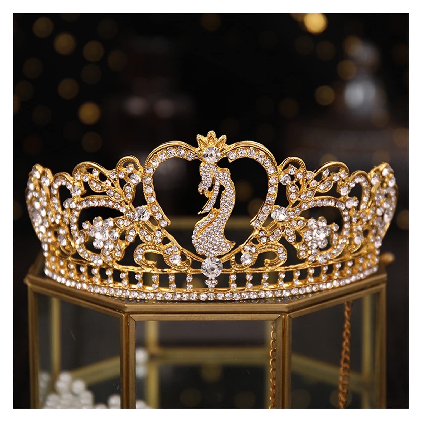 Vintage goud kristal strass tiara's en kronen bruiloft haaraccessoires koningin kroon vrouwen diadeem bruids haar sieraden geschenk tiara (metaalkleur: goud