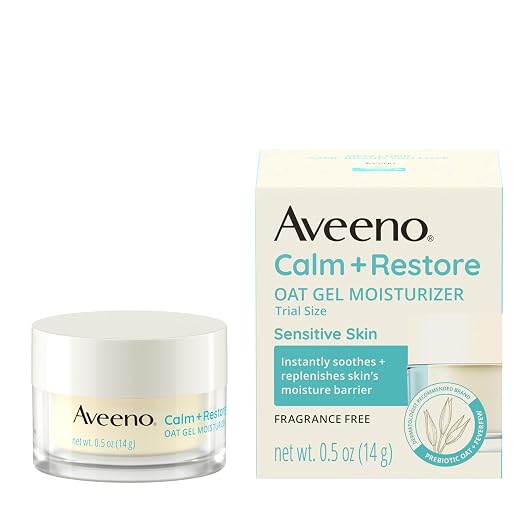 Aveeno Calm + Restore Oat Gel Facial Moisturizer, Fragrance-Free, 0.5 oz