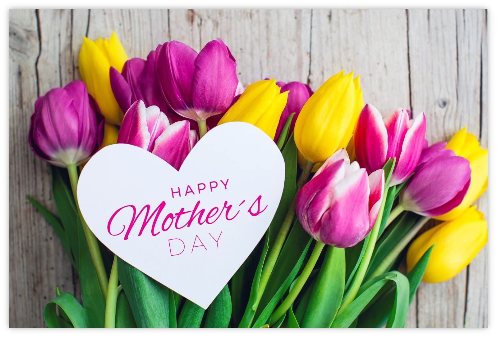 celloexpress Happy Mother's Day (Tulips) Flower Message Cards - 55mm x 85mm - Mother's Day Florist Card Gift Notes (Pack of 100) โ image 1