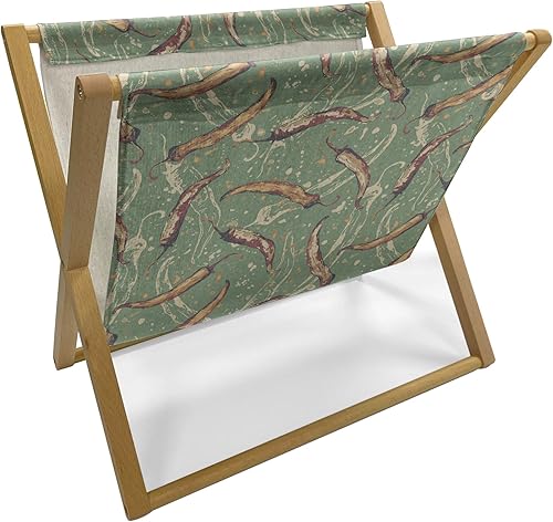 Miniatura 22 de Ambesonne Paparazzi Magazine and Book Holder, Retro Camera in Greenery 80s Pop Art Style Repetitive Pattern, Floor Rack Decor for Interior of Home &