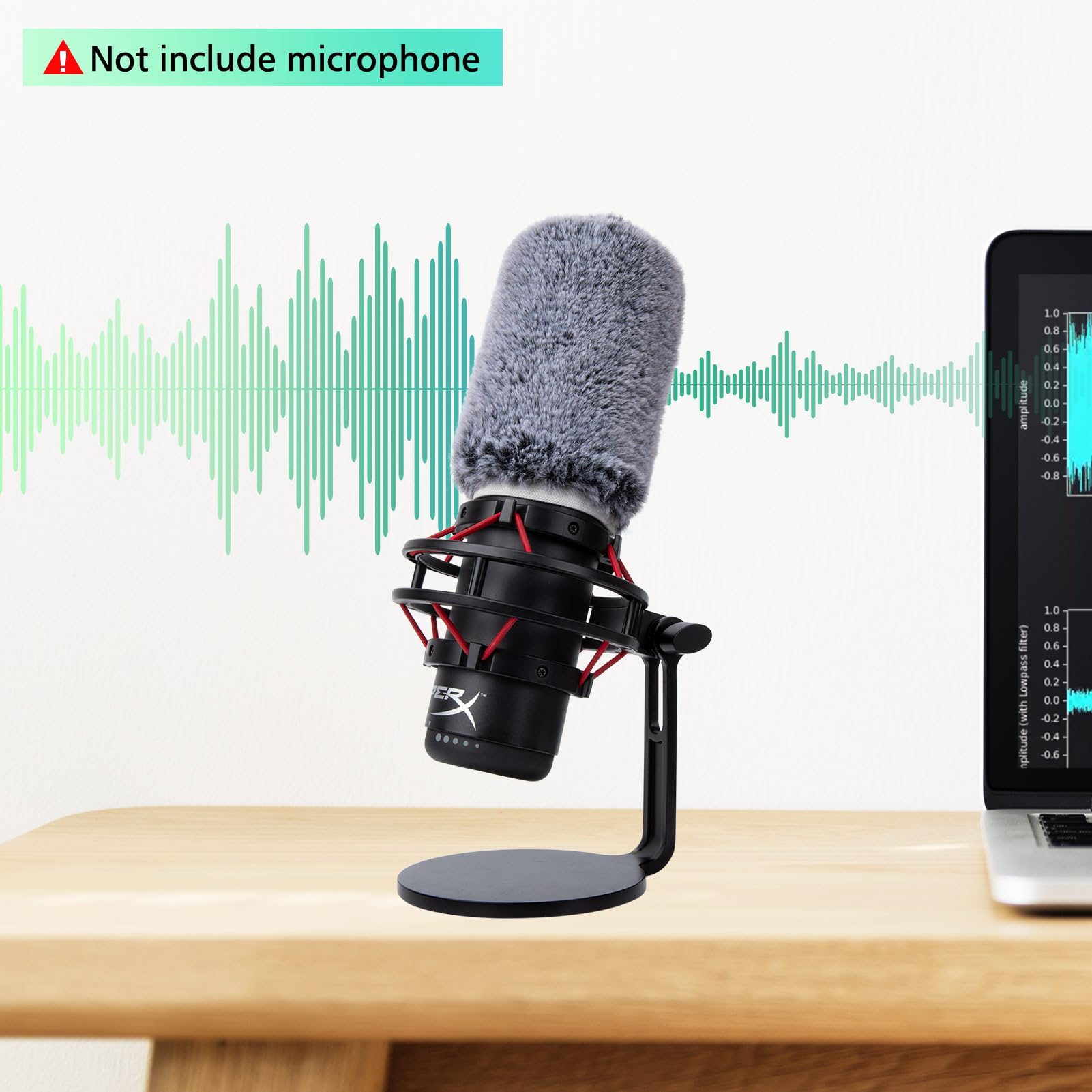 Für Hyperx QuadCast Windschutzscheibe – flauschiger Pop-Filter, kompatibel mit Hyperx QuadCast S-Mikrofon, Mikrofon-Schaumstoffabdeckung reduziert Hintergrundgeräusche (1 x flauschig und 1 x