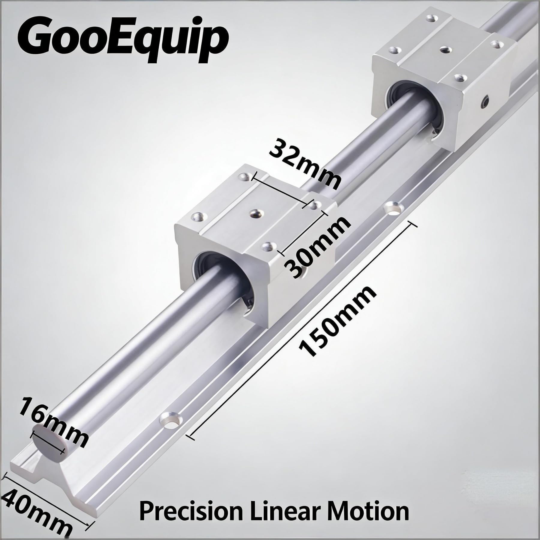 Linearführung SBR16 1500mm 2 x Linearschienen und 4 x Lagerblöcke, Linearschienenlänge 1500 mm Linearschienen für Maschinen und automatisierte Geräte (SBR16-1500)