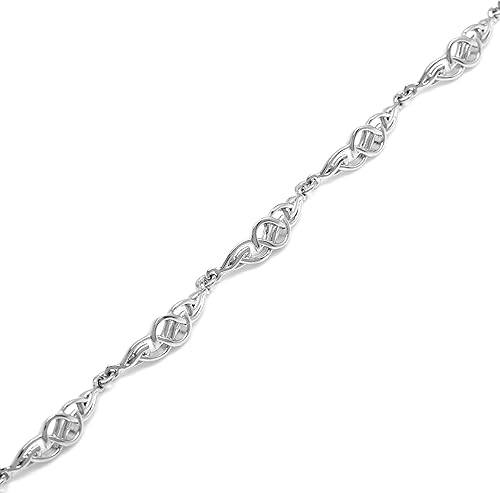 Miniatura 2 de Silvershake Pulsera de plata de ley 925 chapada en oro blanco o amarillo con nudo celta de filigrana de 6.5 a 9 pulgadas ajustable para mujer