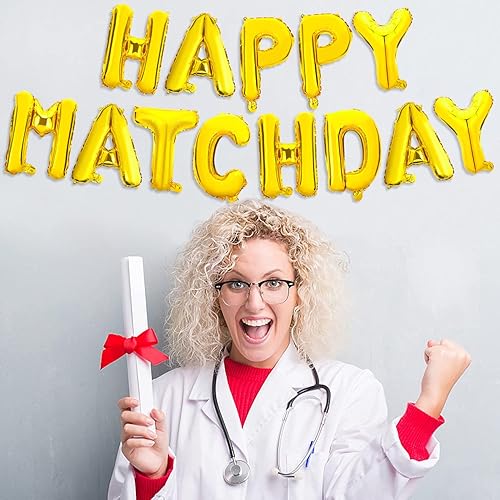 Miniatura 3 de Cartel de globos para el día del partido feliz, 18 pulgadas, dorado, decoración de fiesta de la escuela médica 2023, felicitaciones por globos de