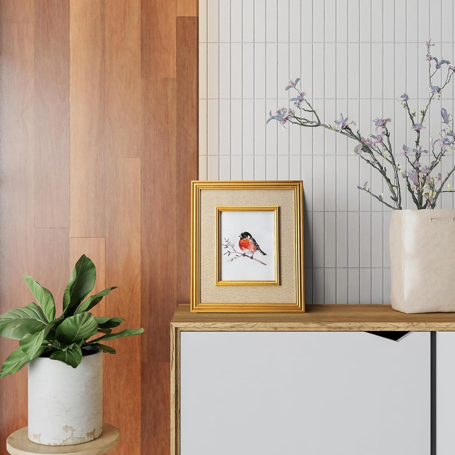 8x10 Picture Frame, Made of Solid MDF Wood with Real Glass, Display Photo 8x10 with Linen Mat, Vertical and Horizontal Wall Hanging, Double Bevel Borders, Gold - Image 6