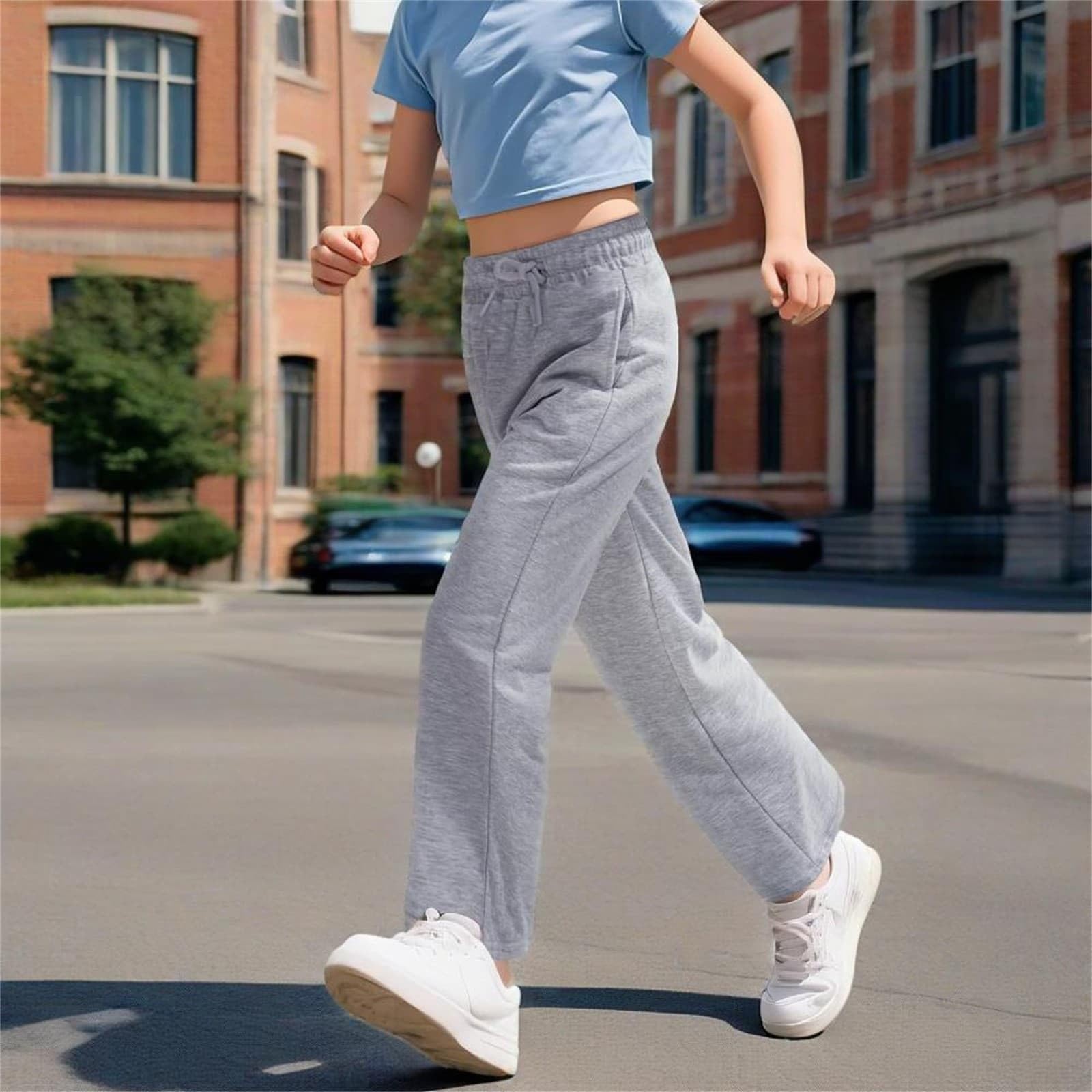3er-Pack Baggy Jogginghose Mädchen Lange Jogging Sporthose mit Taschen