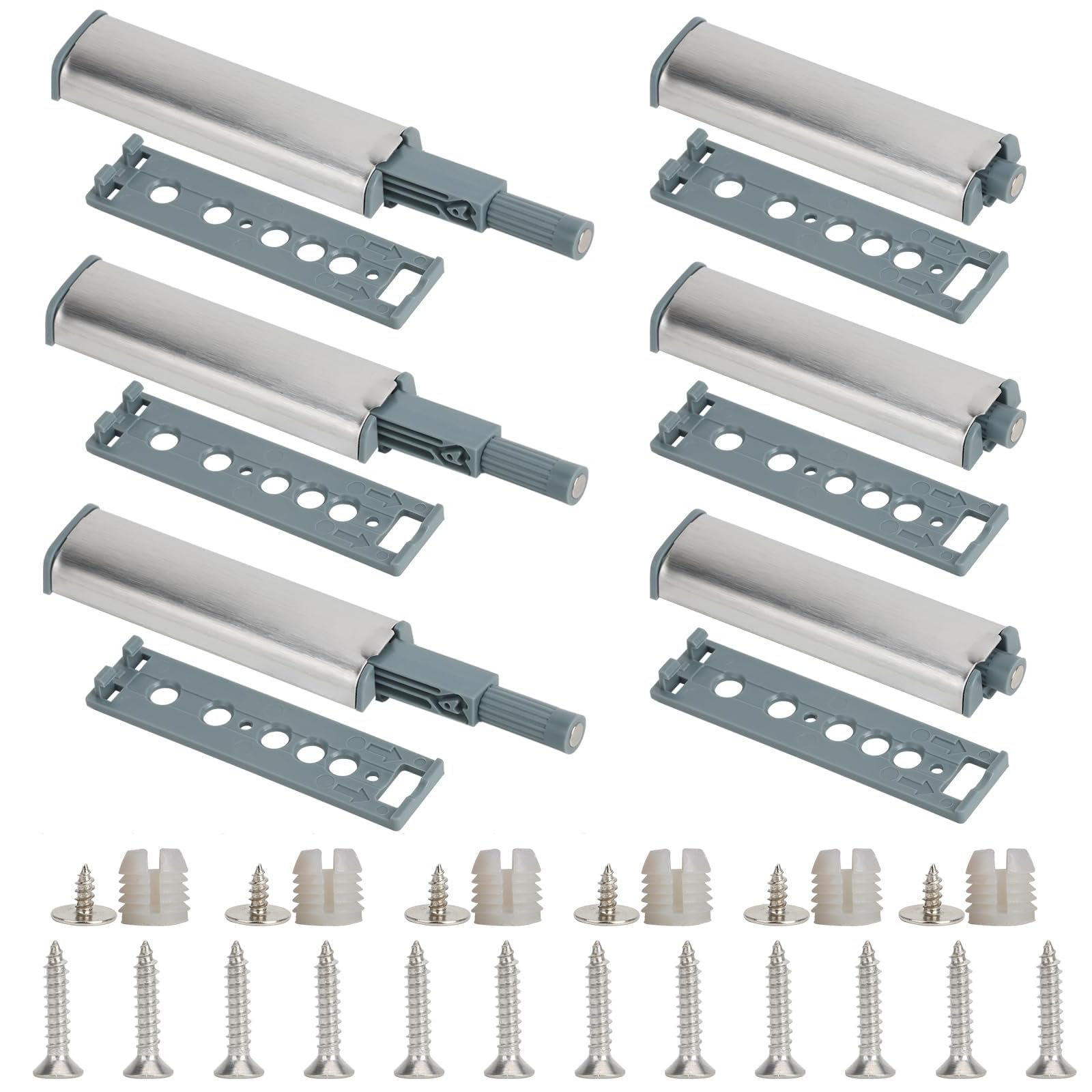 Push to Open Türöffner,6 PCS Schranktür Dämpfer mit Dämpferfunktion für Schranktüren und Schubladen Magnetische Drucköffner und Soft-Close Arretierungen zum Nachrüsten an Möbeln