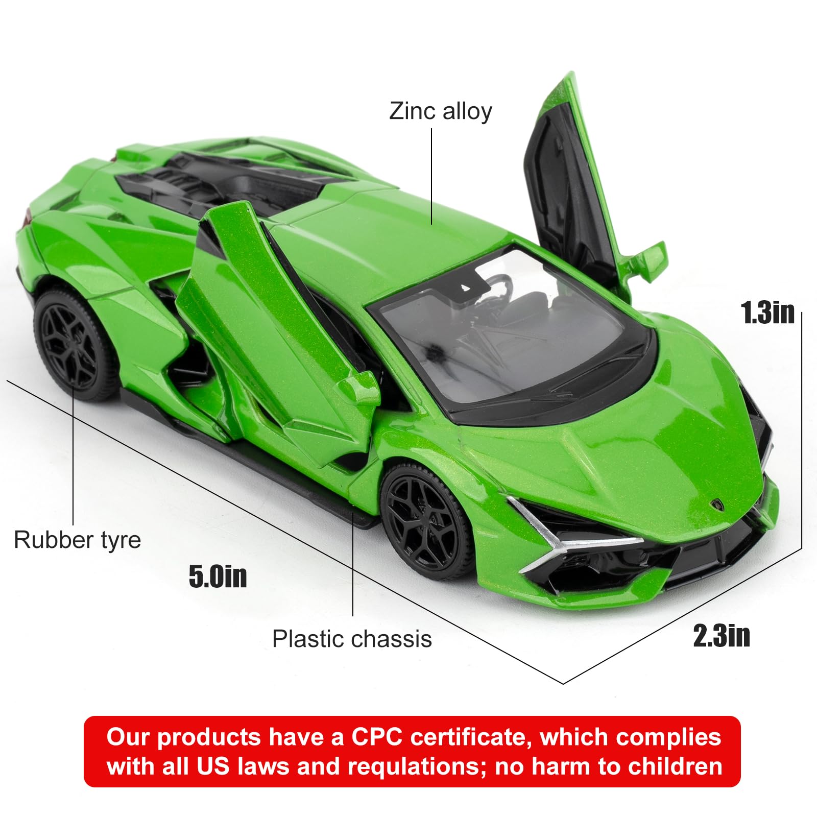 1/36 Lamborghini Reventon Toy Car, Model Car with Pull Back Function, Model Toys with Open Door - Image 2