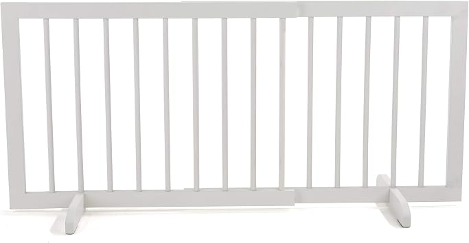 Cardinal Gates SG Step-Over Pet Gate, 28-51 in, White | 20 in tall adjustable wood gate creates a low step-over barrier for small pets; fits 28-51 in openings.