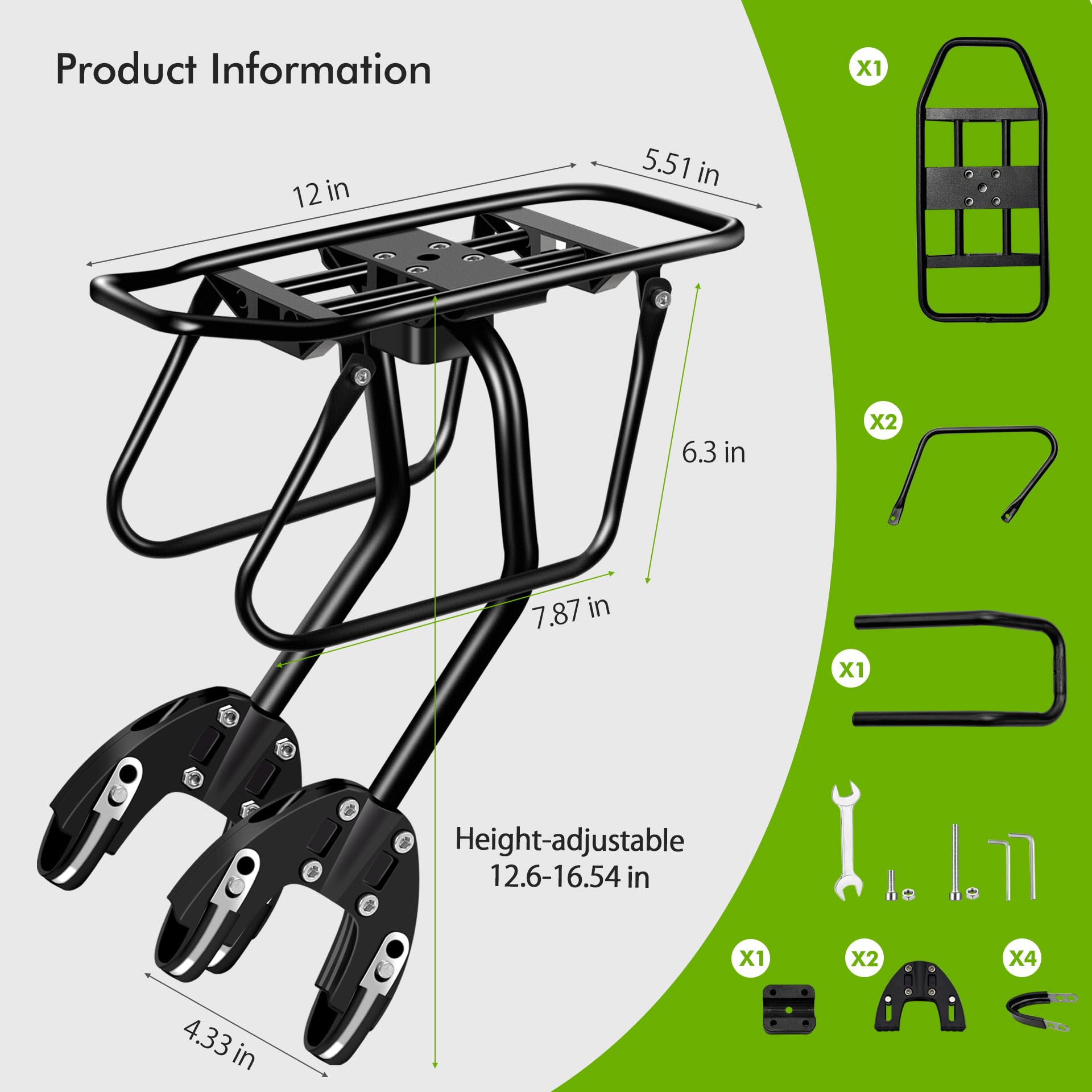 Mimoke Aluminiowy bagażnik rowerowy – uniwersalny do toreb, koszy i paczek, koła 20–29″