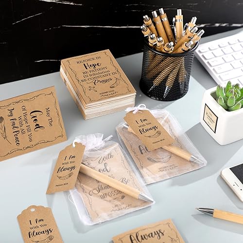Miniatura 6 de Juego de 200 piezas de regalo cristiano con versículos bíblicos de la iglesia, incluye 50 cuadernos de las Escrituras, 50 bolígrafos de las
