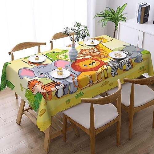 Aimeryup Cartoon Animals Family Table Cloth Rectangle Table,Waterproof Tablecloth Rectangle Table Cloth Tablecloths for 6 Foot Rectangle Tables