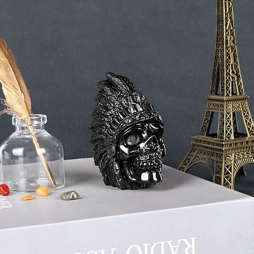 Miniatura 2 de LEADGEM Figura de calavera de cristal de cuarzo transparente de 2.7 pulgadas, escultura de cabeza de calavera india americana, decoración del día de