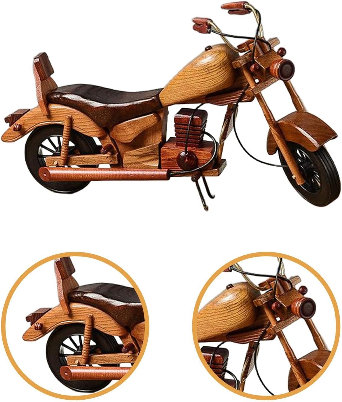 Wooden Motorcycle Model Sculpture Handmade Vintage Design Desktop Ornament for Bookshelf Bar Decor Collectible Gift- Style C