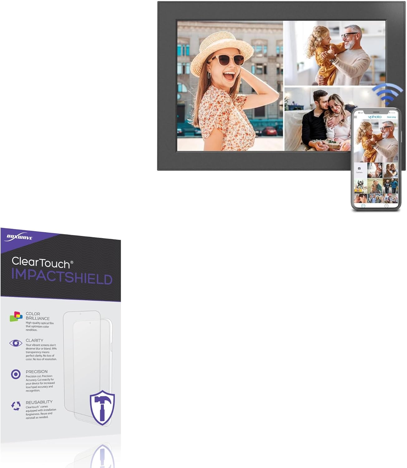 BoxWave Screen Protector Compatible with FULLJA Digital Picture Frame (10.1 in) - ClearTouch Crystal ToughShield 9H (2-Pack), Clear 9H Tough Flexible Film Screen Protector