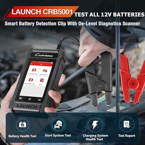 Miniatura 4 de LAUNCH Escáner CRB5001 OBD2 probador de batería de lector de código 3 en 1 para baterías de 12 V herramienta de escaneo de diagnóstico ABSSRSatENG