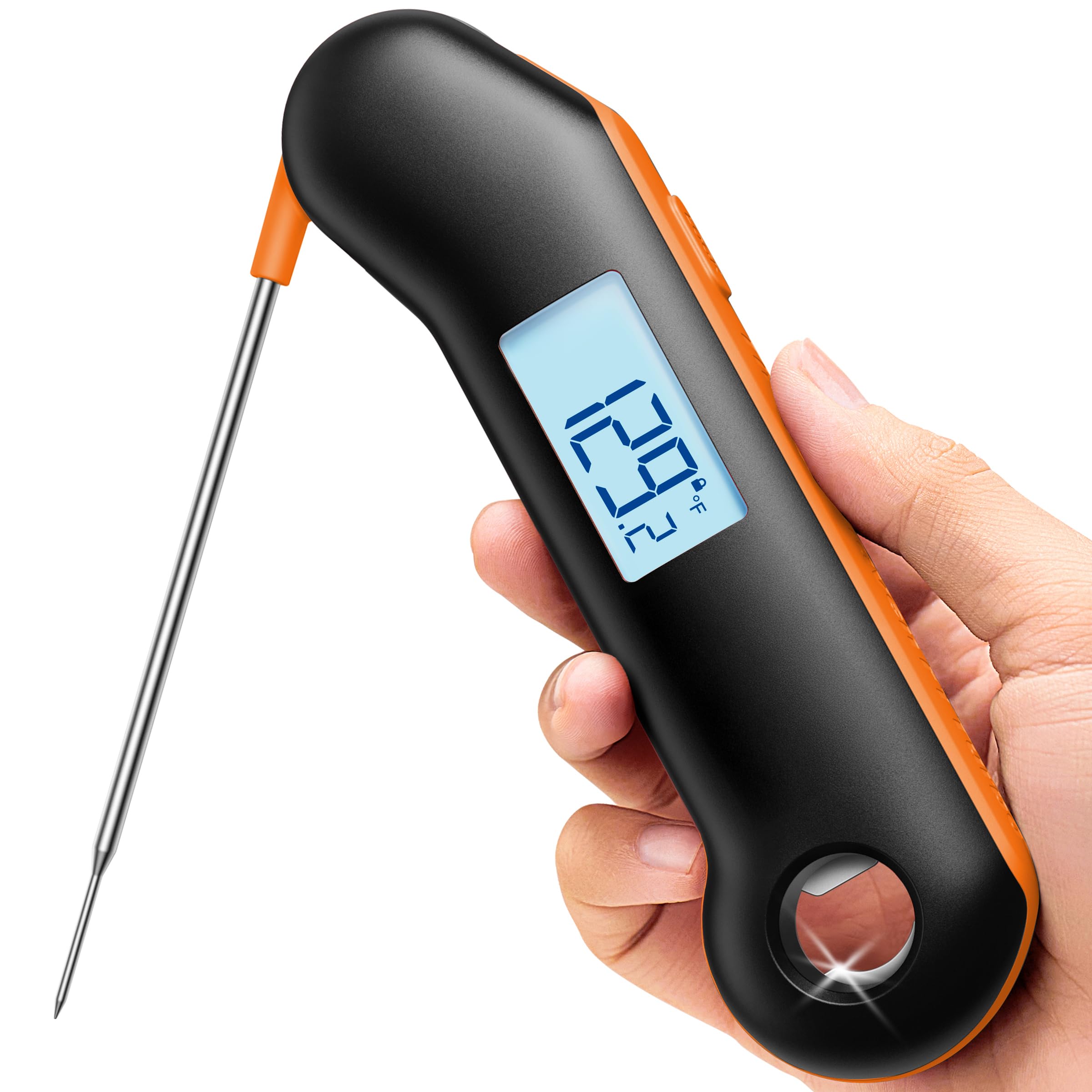 ThermoMaven Termómetro profesional para carne, lectura instantánea en 0,5 segundos, precisión certificada por NIST ± 0.-15.0 °C, IP67 impermeable, retroiluminación ambidiestra, pantalla giratoria
