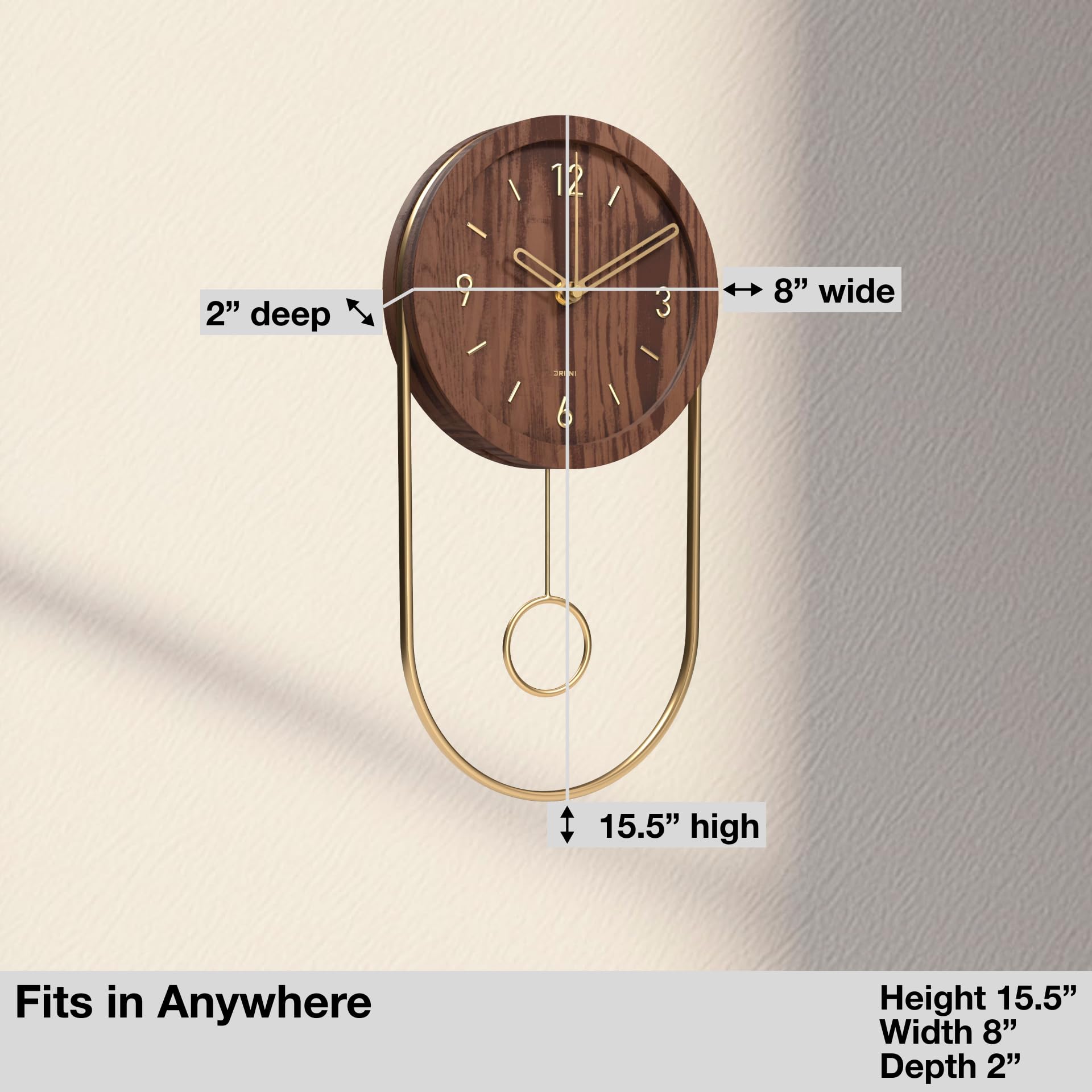 Driini Moderno reloj de péndulo de madera (negro) (madera oscura)