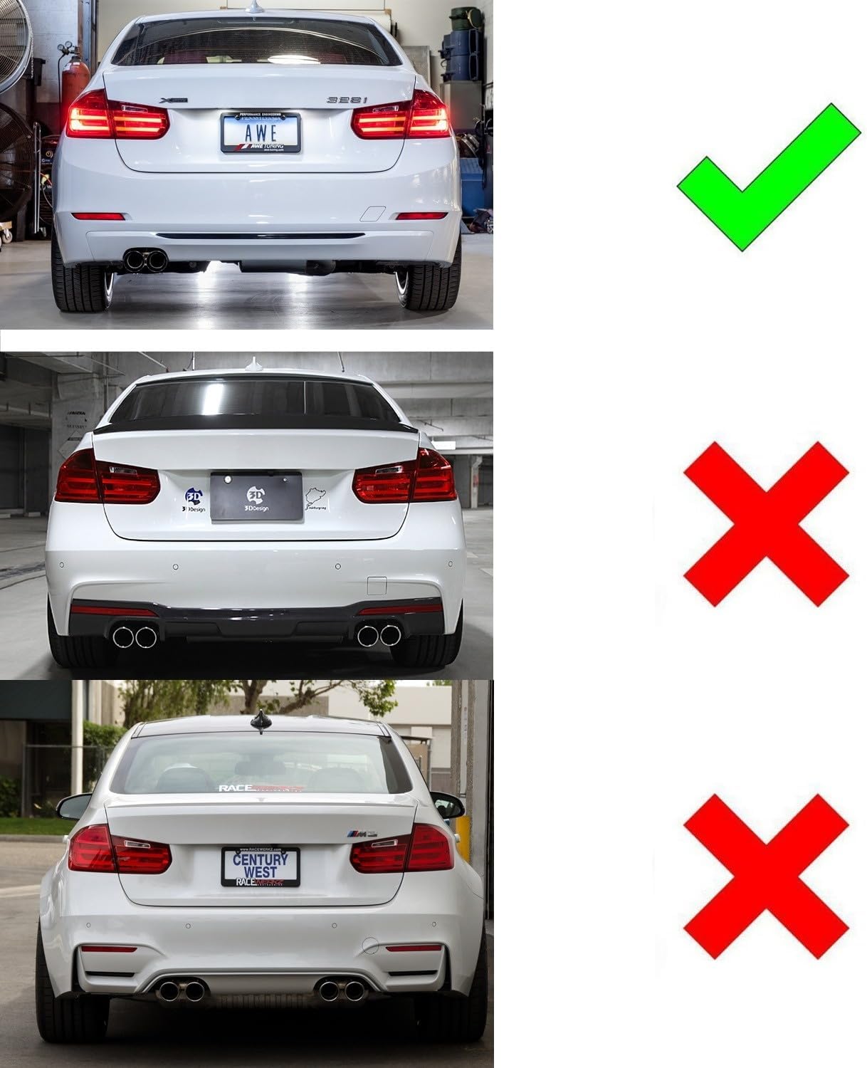 iJDMTOY Smoked Lens Rear Bumper Reflector Lenses Compatible With 2013-2015 Pre-LCI BMW F30 F31 F32 F33 3 4 Series Regular Bumper, OE-Spec LH RH Assembly (Will NOT Fit GT GC, Sports Bumper or M3/M4)