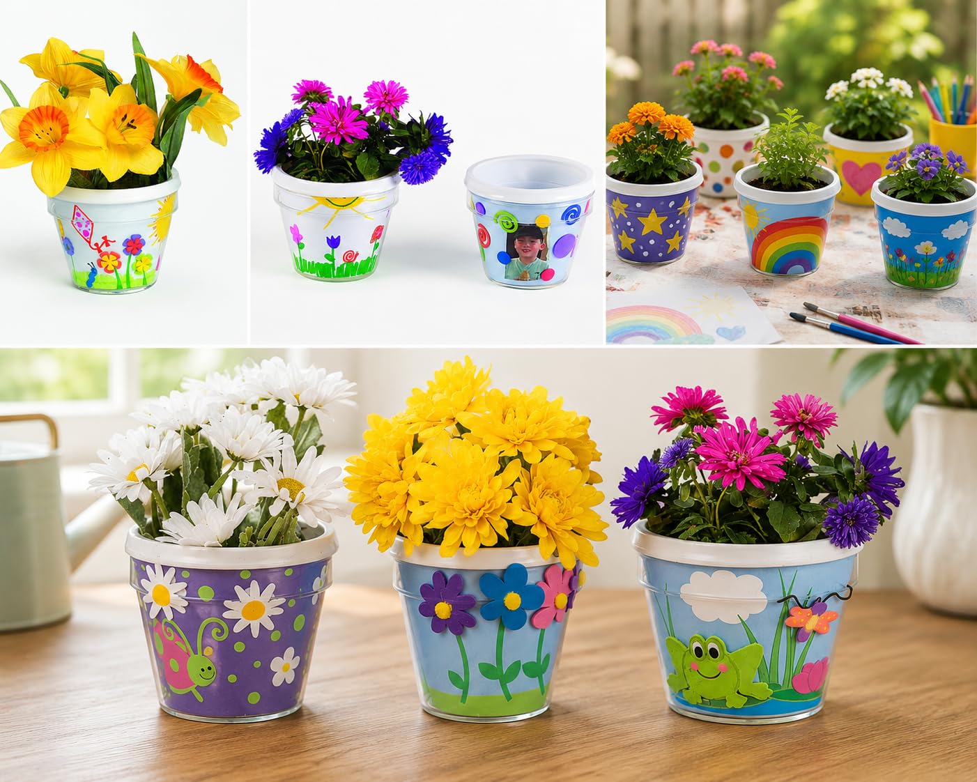Amazon.com: Fun Express DIY Flower Pots Bulk Craft Kit for Kids - 12 White  Plastic Paint Plant Pots with Paper Inserts | Educational Toys for Painting  Activities Ages 8-12 | Perfect for