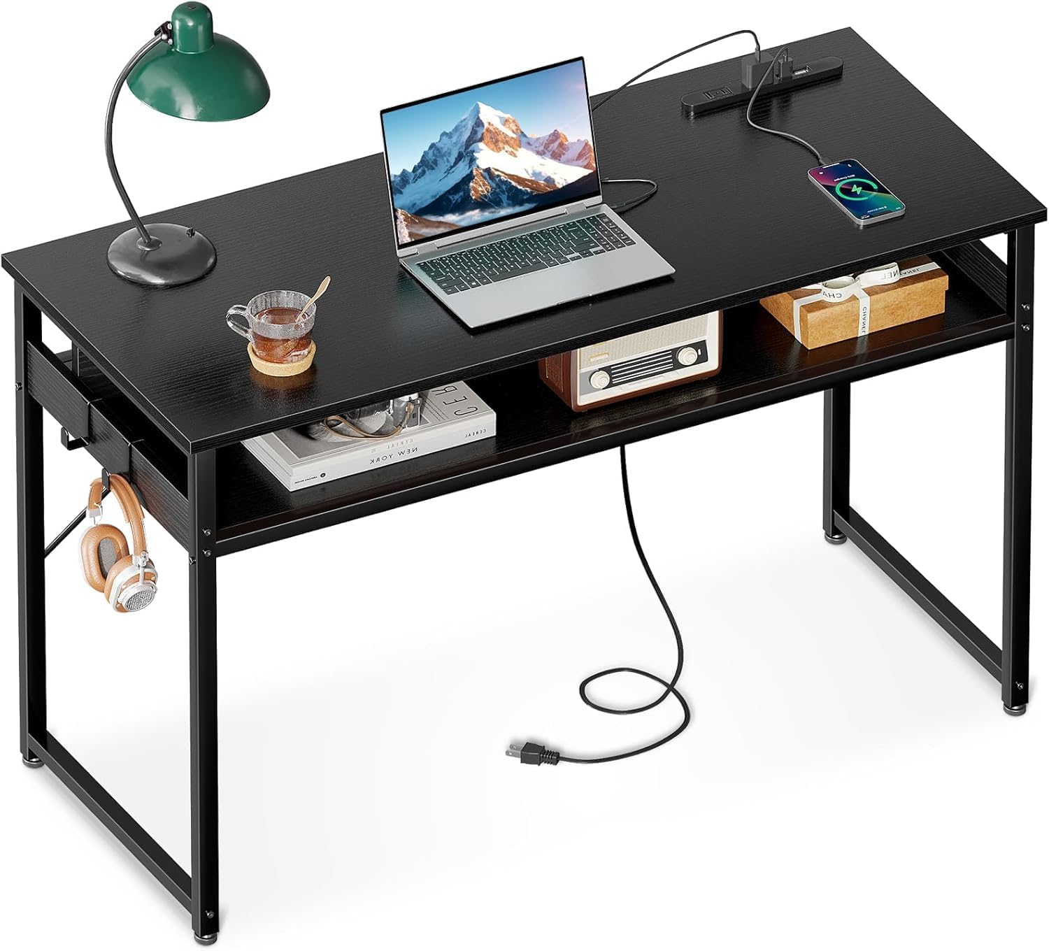 Amazon | 机 pcデスク パソコンデスク 幅100cm ゲーミングデスク 収納