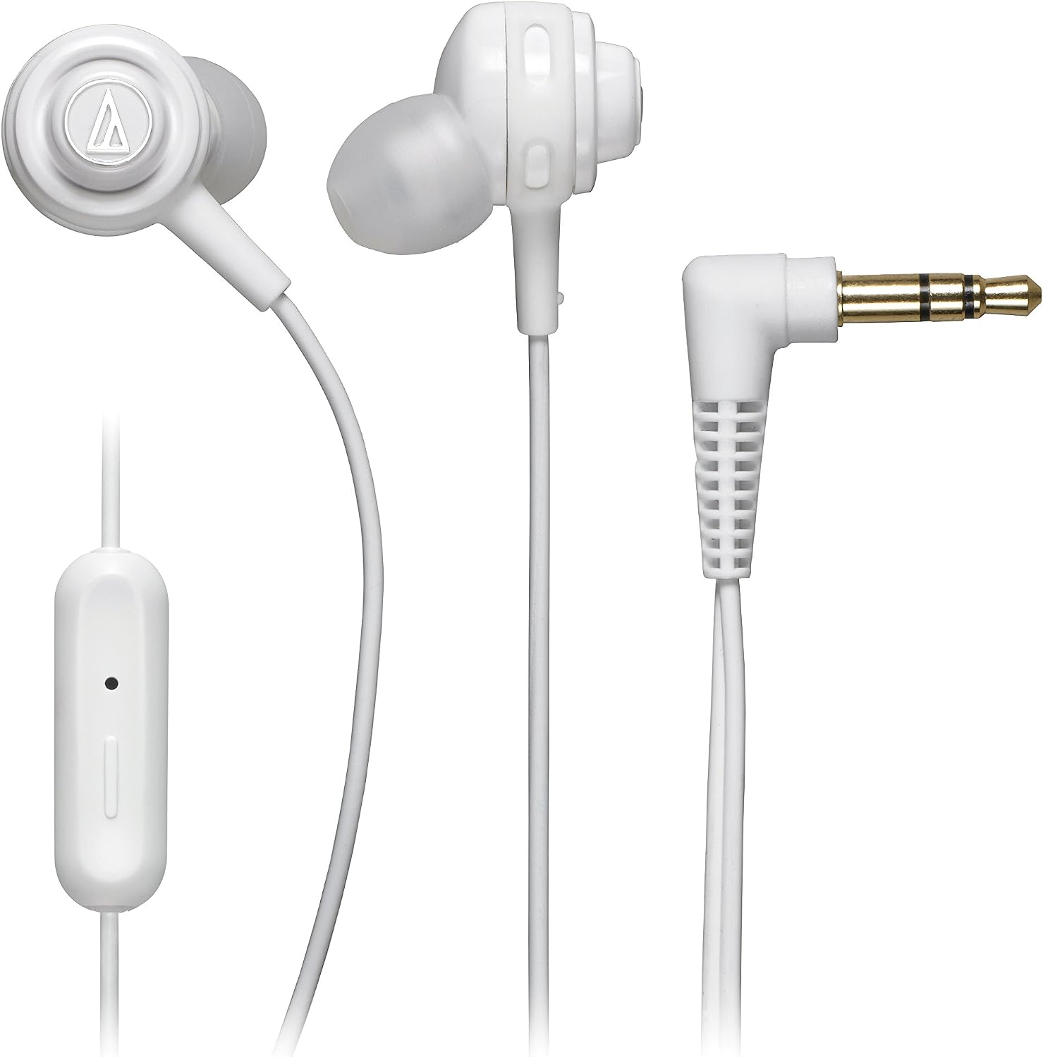 Audio-Technica ATH-COR150iSWH SonicSport In-Ear Headphones with In-Line Mic & Control, White