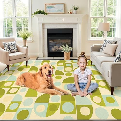 Miniatura 8 de Retro Geometric Abstract 1970s Super Graphic Style Design Chartreuse Area Rug Outdoor Patio Rug Play Mat Modern Floor Carpet Non-Slip Home Decor