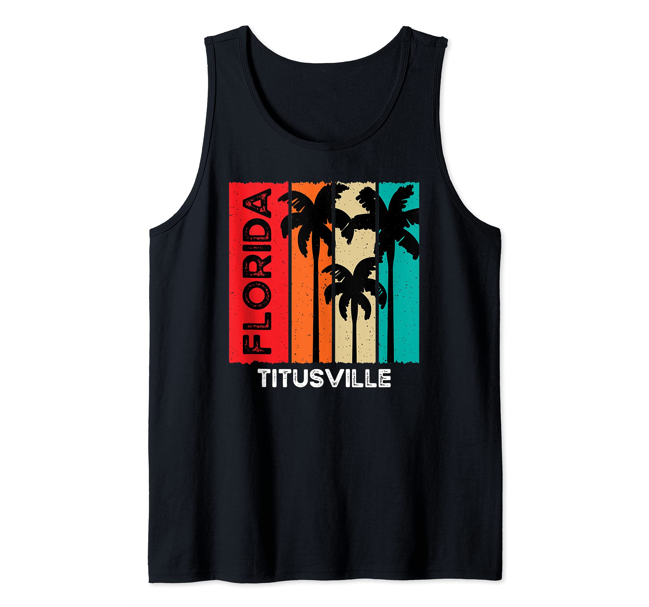 Vintage Retro Titusville FL Tourist Native Florida Tank Top, Black