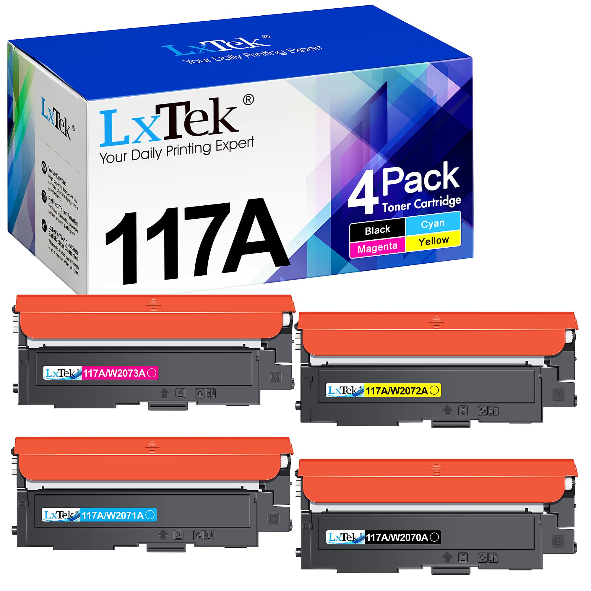 LxTek 117A Toner Kompatibel für HP 117A Toner Set für HP Color Laser MFP 178nwg für HP Color Laser MFP 178nw Toner MFP 178nw 178nwg 179fwg 179 fnw Laser 150nw 150a 150w W2070A Drucker (4er-Pack)