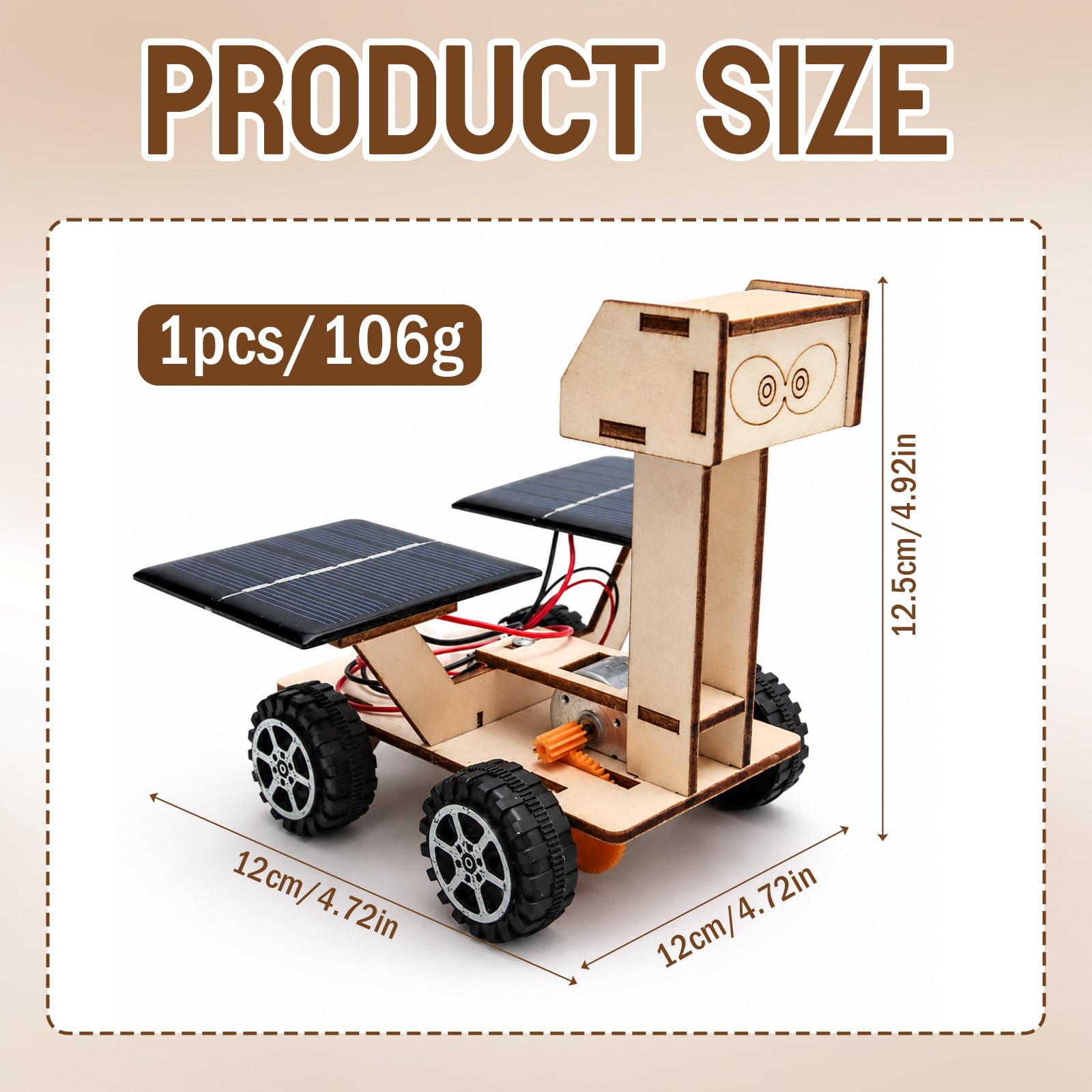 DIY Solarbetriebener Mondrover, Solar HolzMondrover Bausatz, Solarbetriebenes 3D Holzpuzzle, Space Exploration Baukasten, DIY Technik Kit,Experimente Bastelset für Jungen und Mädchen