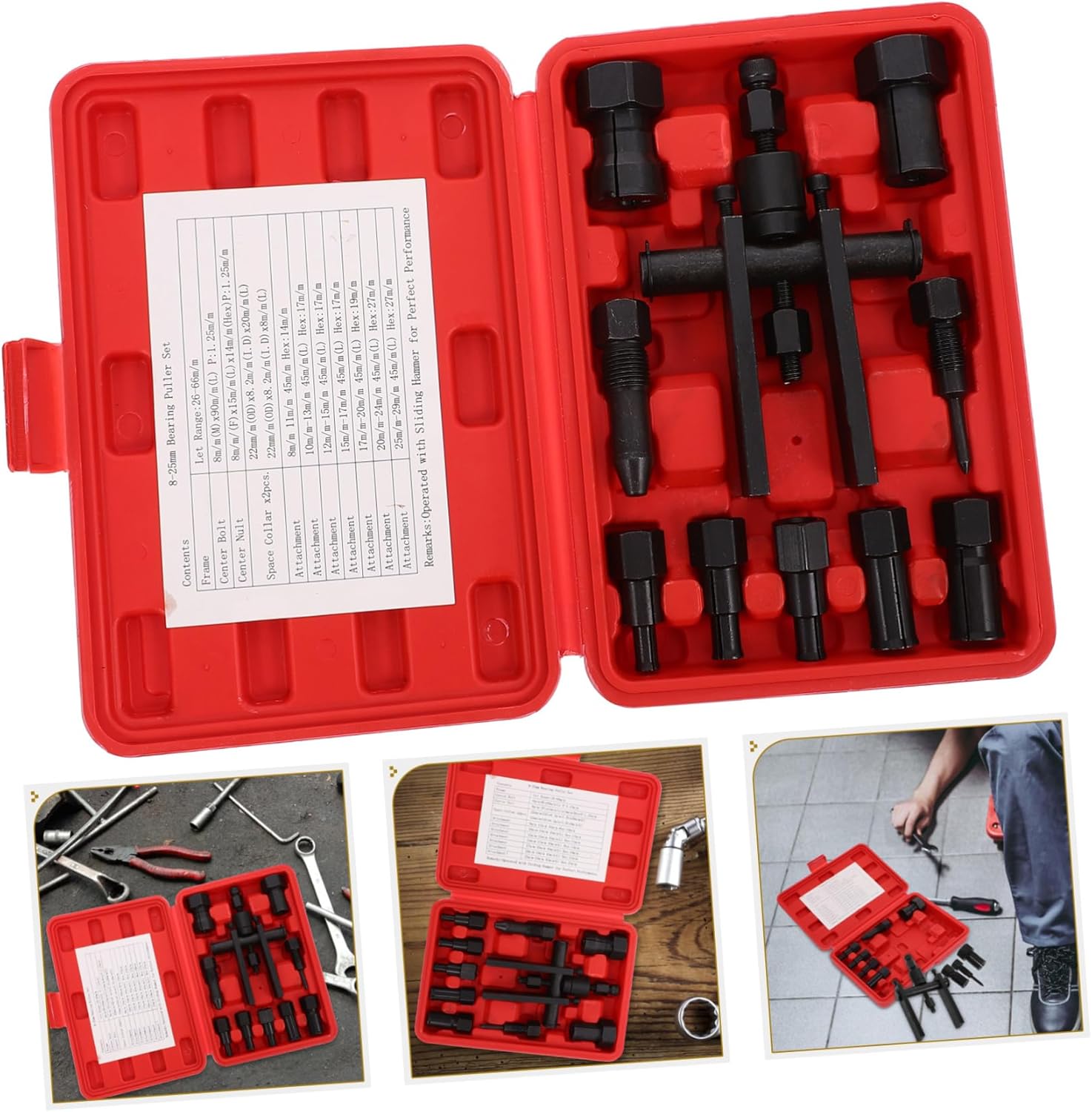 10Pcs Heavy Duty Motorcycle Two Jaw Bearing Removal Tool with Box Durable Bearing Puller for Efficient Disassembly and Repair High Hardness Bearing Puller Kit