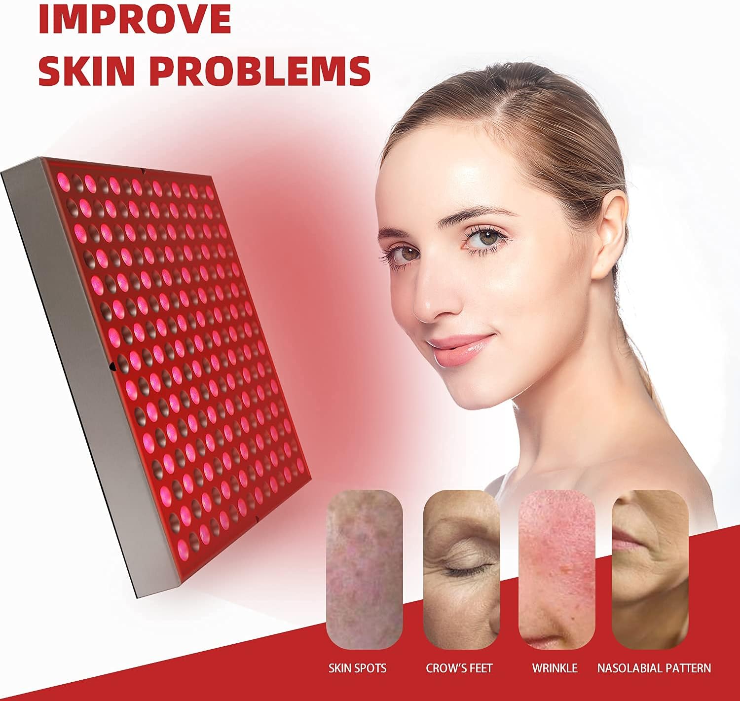Red-Light-Therapy-Device - 45W LED Panel Deep 660nm and Near-Infrared 850nm LED Light Combo for Skin Beauty,Pain Relief of Muscles and Joints : Health & Household