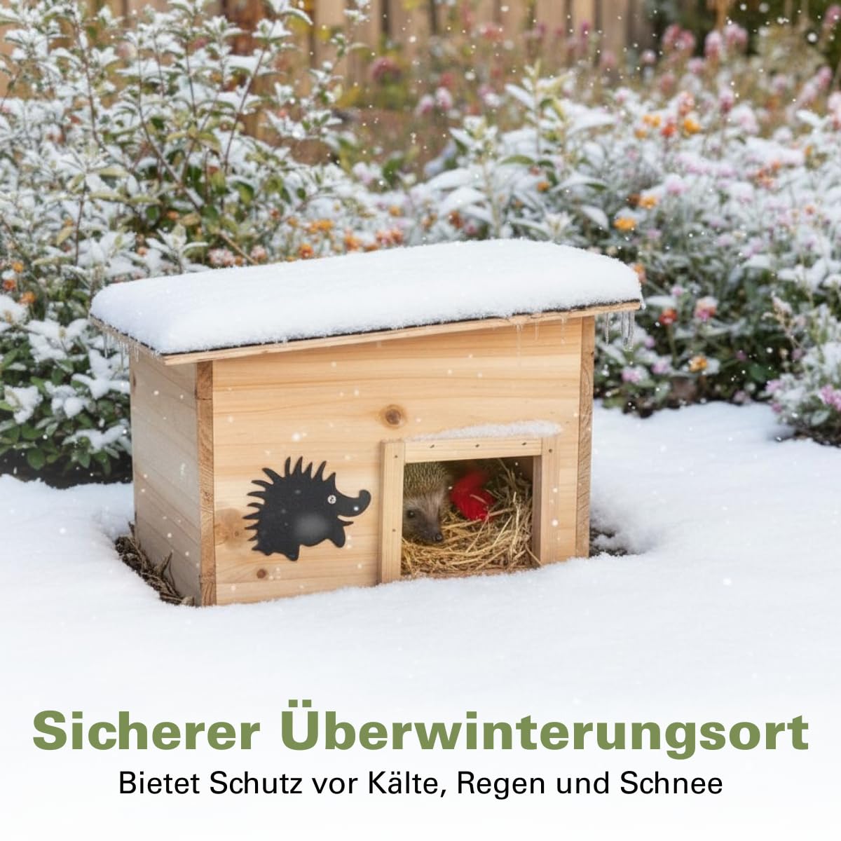Lifetime Garden Igelhaus Winterfest mit Boden - Igelfutterhaus mit Inlauftunnel und Wasserfest - Igelhäuser Kompakter Unterschlupf 32×26×20 cm - Holz FSC 100%