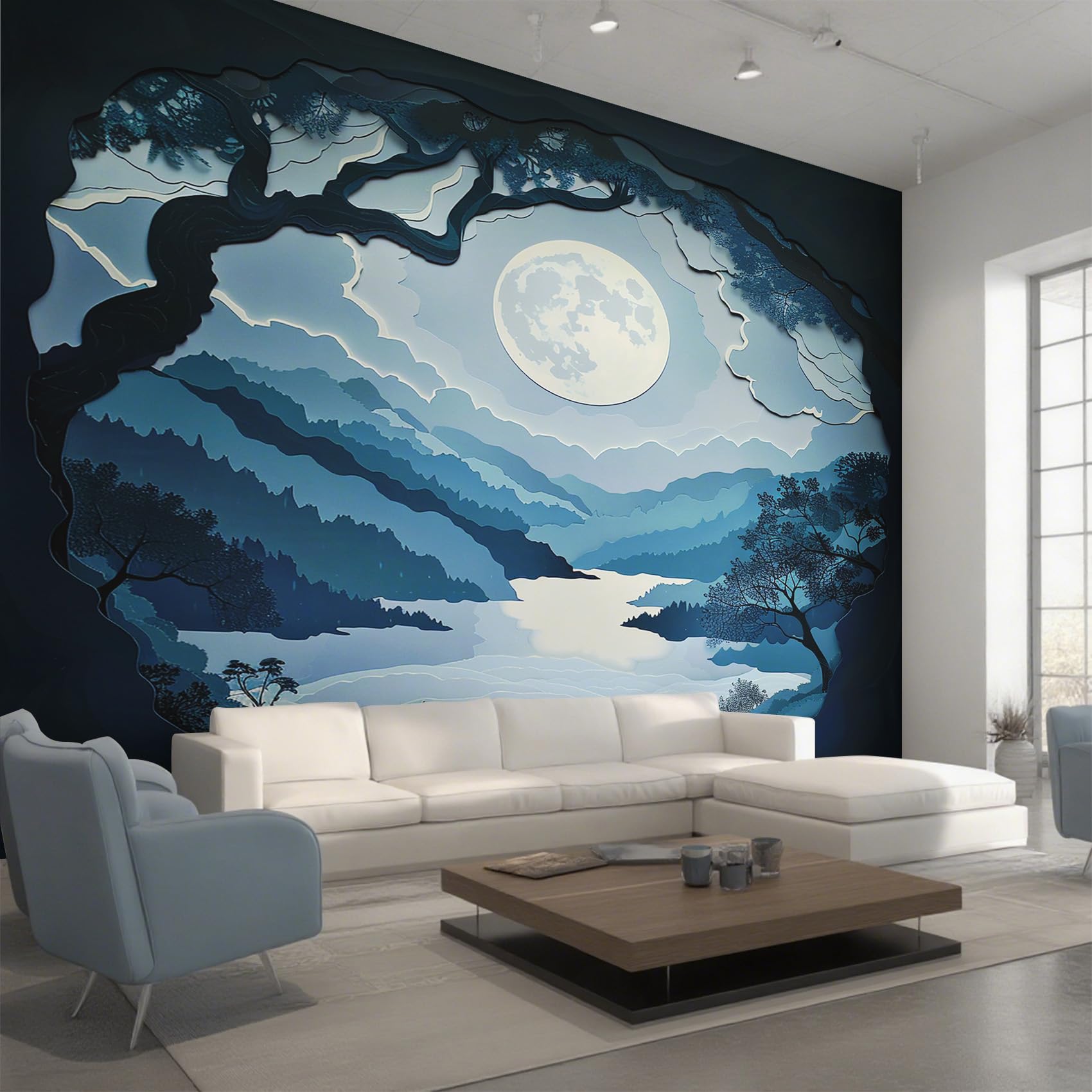 Papier peint paysage nocturne pour salon : créez un havre de paix
