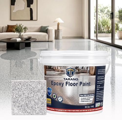 Tarano Epoxy Colored Sand Floor Paint - Self-Leveling Concrete Coating with High-Gloss Marble Finish, Non-Slip & Waterproof