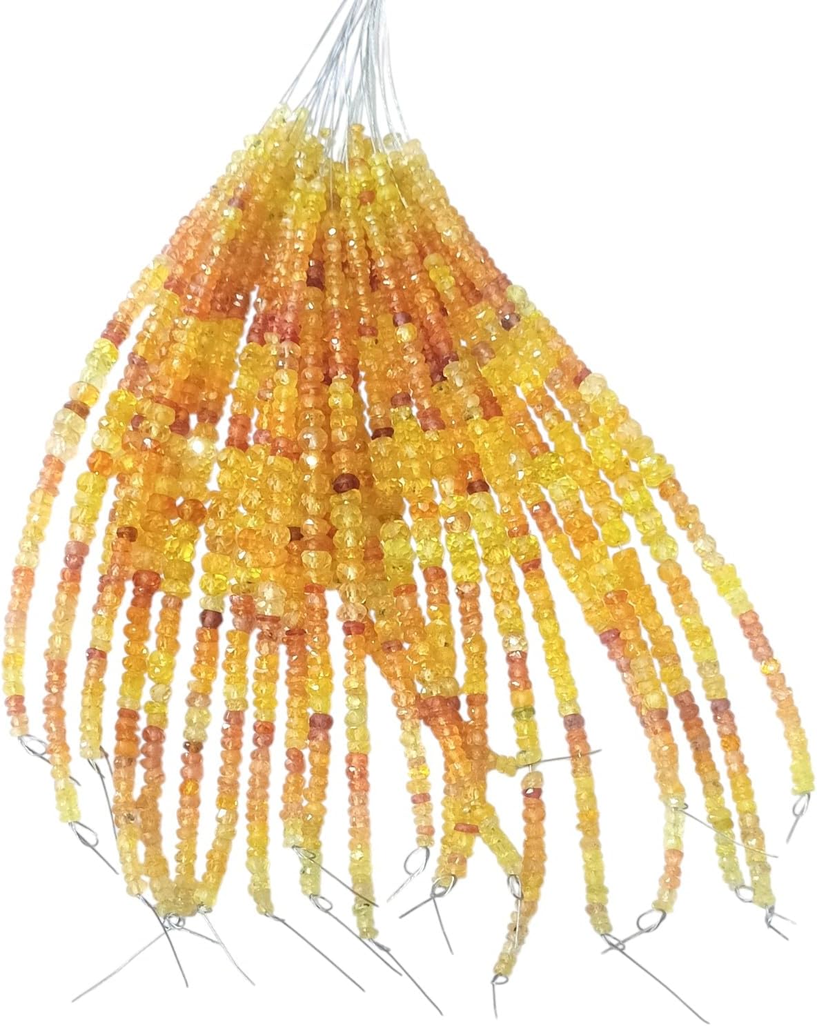 Natural Shaded Yellow Sapphire Faceted Rondelles A Strand of 4 Inch, Size 2.5 to 3 MM Approx, Small Beads