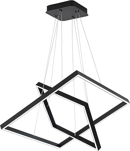 Lámpara de araña LED cuadrada moderna, lámpara de techo colgante LED cuadrada, lámpara contemporánea regulable para sala de estar, comedor,